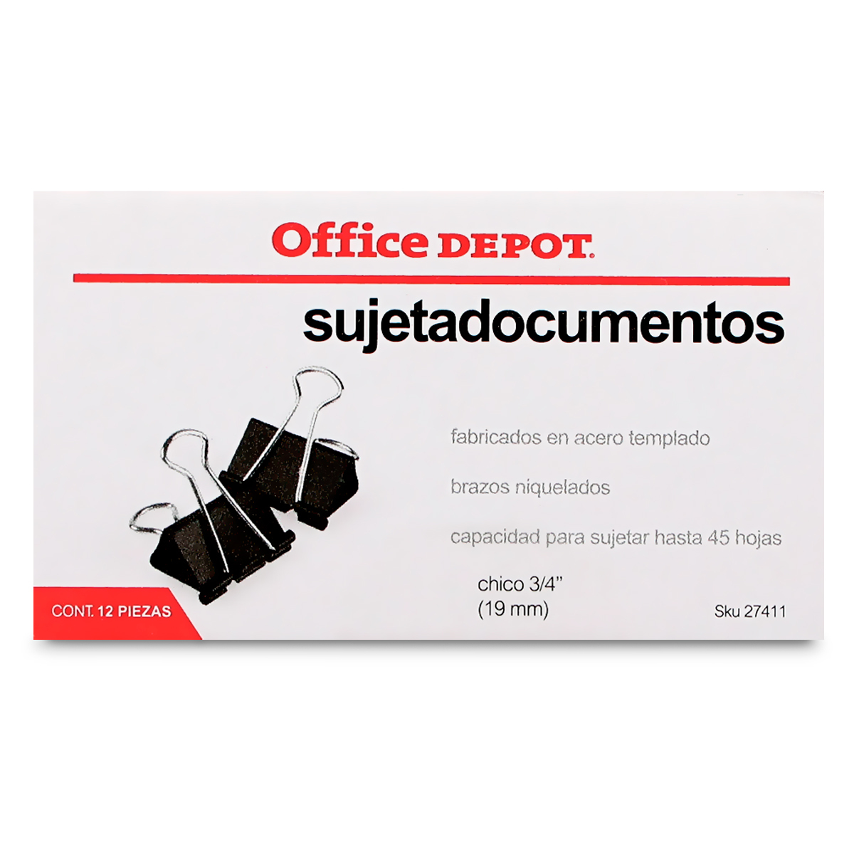Sujetadocumentos Chico Office Depot Acero Templado Negro 12 piezas | Office  Depot Mexico