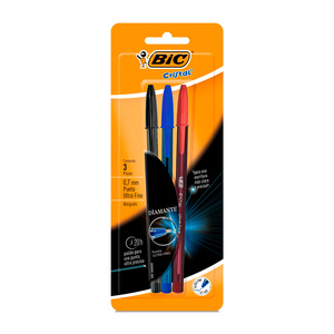 Plumas Bic Cristal Punto Ultrafino Colores 3 piezas