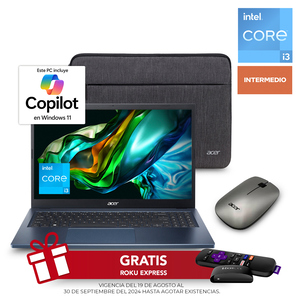 Bundle Laptop Acer Aspire 3 Intel Core i3 15.6 pulg. 512gb SSD 8gb RAM más Mouse y Funda