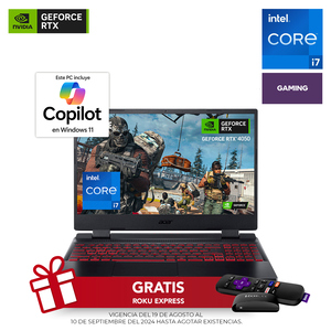 Laptop Gamer Acer Nitro 5 AN515-58-73M4 GeForce RTX 4050 Intel Core i7 15.6 pulg. 512gb SSD 16gb RAM