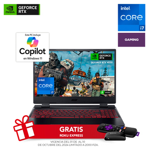 Laptop Gamer Acer Nitro 5 AN515-58-73M4 GeForce RTX 4050 Intel Core i7 15.6 pulg. 512gb SSD 16gb RAM