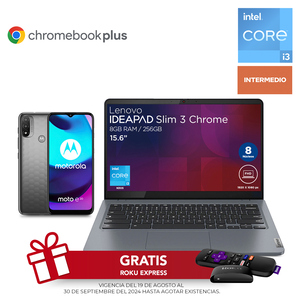 Bundle Laptop Lenovo IdeaPad Slim 3 Chromebook Intel Core i3 14 pulg. 256gb SSD 8gb RAM más Motorola E20