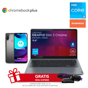 Bundle Laptop Lenovo IdeaPad Slim 3 Chromebook Intel Core i3 14 pulg. 256gb SSD 8gb RAM más Motorola E20