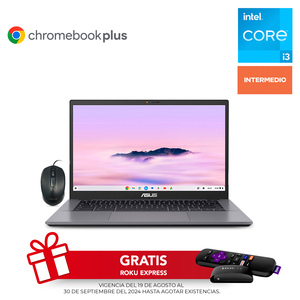 Bundle Laptop Asus Chromebook Plus CX3402 Intel Core i3 14 pulg. 256gb SSD 8gb RAM más Mouse A43