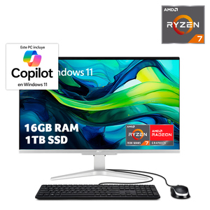 Computadora All in One Acer C24 AMD Ryzen 7 23.8 pulg. 1tb SSD 16gb RAM