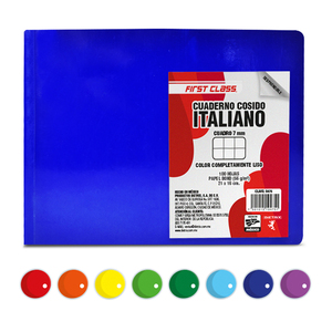 Cuaderno Forma Italiana First Class Cuadro Grande Colores 100 hojas  