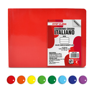 Cuaderno Forma Italiana First Class Raya Colores 100 hojas  