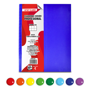 Cuaderno Profesional First Class Cuadro Grande Colores 100 hojas