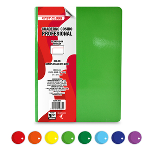 Cuaderno Profesional First Class Blanco Colores 100 hojas