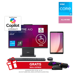 Bundle Computadora All in One Lenovo 24IRH9-F0H Intel Core i3 23.8 pulg. 512gb SSD 8gb RAM más Tablet