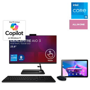 Bundle Computadora All in One Lenovo IdeaCentre 3 Intel Core i5 23.8 pulg. 512gb SSD 8gb RAM más Tablet