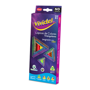 Lápices de Colores Vividel Triangulares 24 piezas
