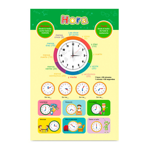 Póster Educativo Office Depot Horas del Día Inglés y Español