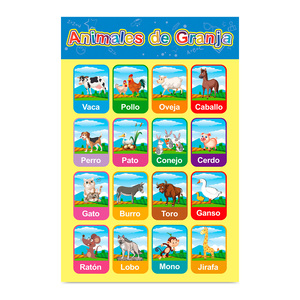 Póster Educativo Office Depot Animales de la Granja Inglés y Español