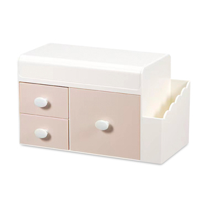 Organizador con Tapa Office Depot 3 cajones Blanco con Beige