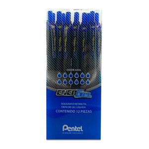 Plumas de Gel Retráctiles Pentel Azul 12 piezas 