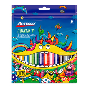 Plumones Gruesos Artesco Aquamax Colores Brillosos 10 piezas