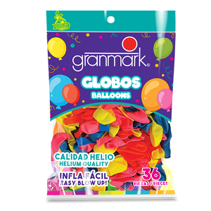 Globos de Látex Granmark Número 9 Colores 36 piezas