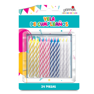 Velitas de Cera para Cumpleaños Granmark Colores 24 piezas