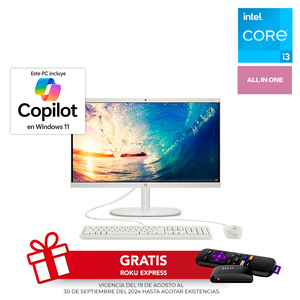 Computadora All In One Hp 22 DG0000LA Intel Core i3 FHD 21.5 pulg. 512gb SSD 8gb RAM Blanco