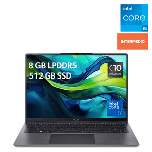 Laptop Aser Aspire Lite 16 Intel Core i5 16 pulg. 512gb SSD 8gb RAM Negro