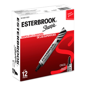 Marcador Permanente Sharpie Esterbrook Negro 12 piezas