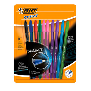 Plumas Bic Cristal Precisión y Suavidad Fashion / Punto extrafino / Tinta colores surtidos / 10 piezas