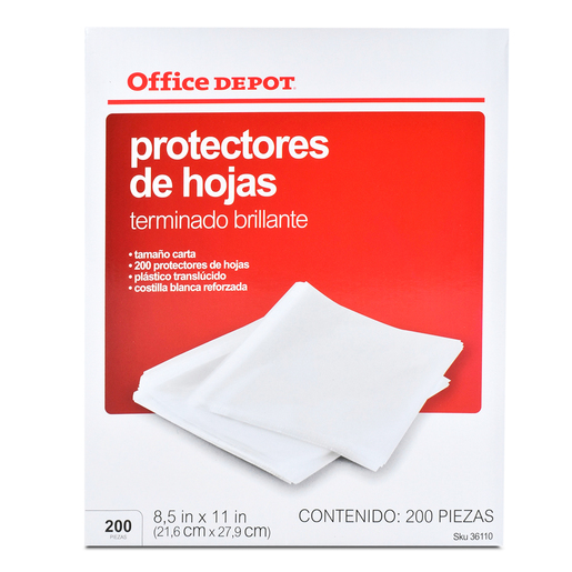 Protectores de Hojas Carta Office Depot Traslúcido brillante 200 piezas | Office  Depot Mexico