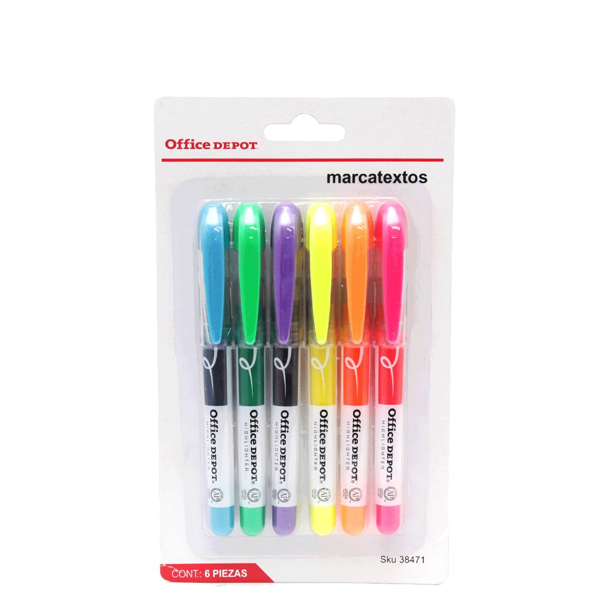 Marcatextos Highlighter Office Depot Punta Cincel Colores surtidos 6 piezas  | Office Depot Mexico