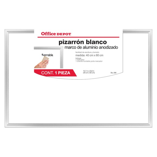 Pizarrón Blanco con Marco de Aluminio Office Depot Polímero 40 x 60 cm | Office  Depot Mexico