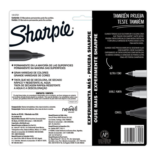 MARCADOR PERMANENTE SHARPIE (COLORES, 22 PZS.)