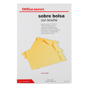 Sobres de Papel con Broche Metálico Oficio Office Depot Manila 25 Piezas | Office  Depot Mexico