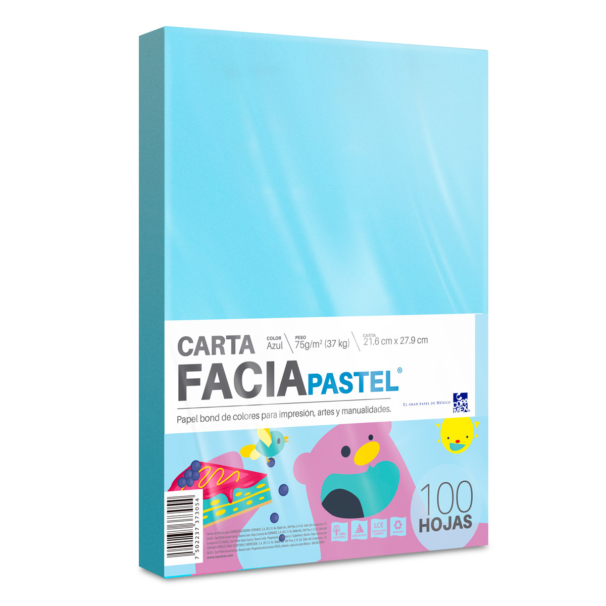 Hojas de Color Facia Pastel Paquete 100 hojas Carta Azul pastel 75 gr |  Office Depot Mexico