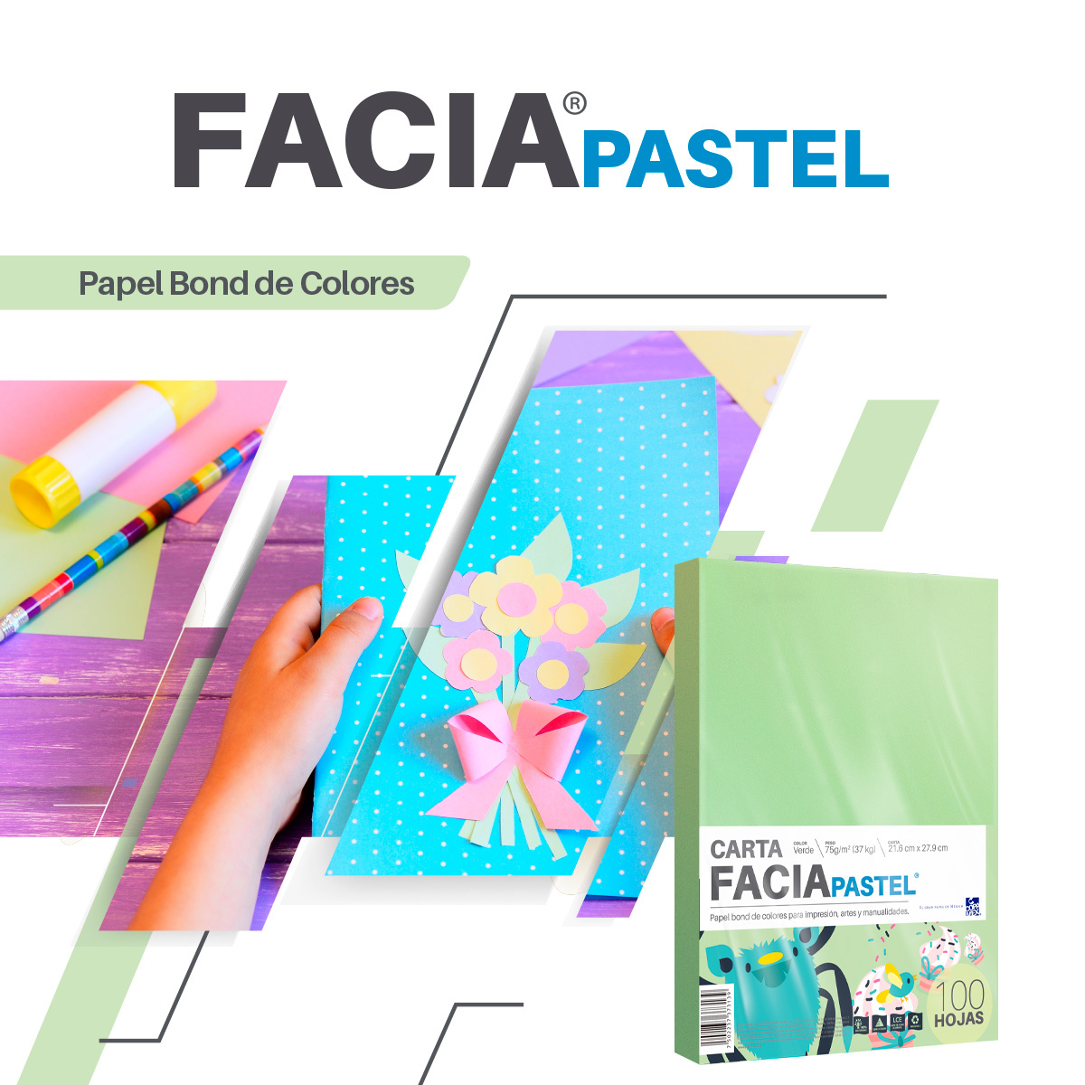 Hojas de Color Facia Pastel Paquete 100 hojas Carta Verde pastel 75 gr | Office  Depot Mexico