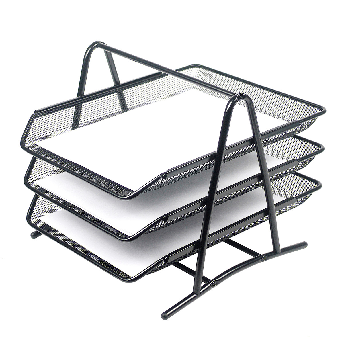 Bandeja organizadora de escritorio de 4 niveles, organizador de papel  apilable de malla para escritorio, clasificador de papel de escritorio