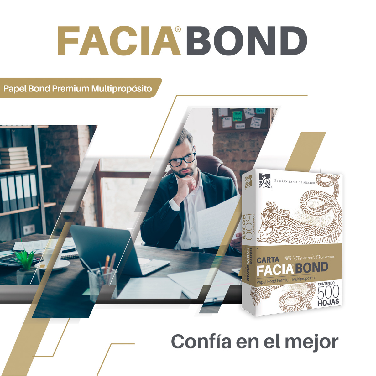 Papel Bond Facia Bond Premium Carta 500 hojas Blanco | Office Depot Mexico