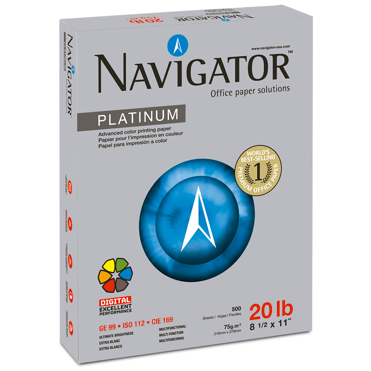 Papel Bond Carta Navigator Platinum Paquete 500 hojas blancas | Office Depot  Mexico