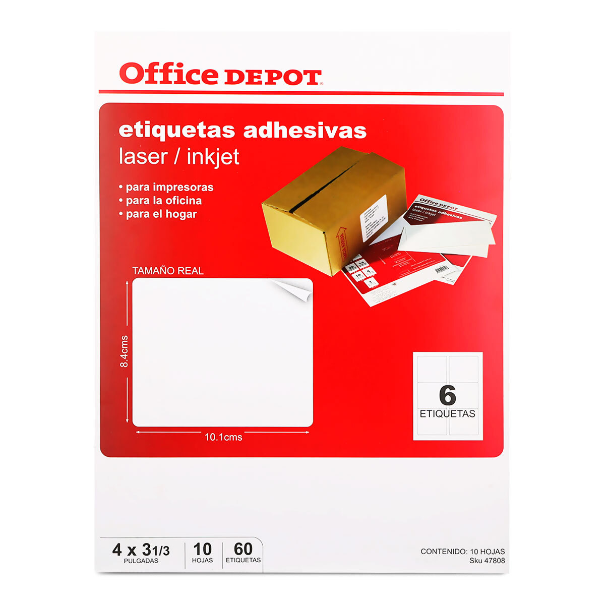Etiquetas Adhesivas para Impresión Office Depot  x  cm Blanco 60  etiquetas | Office Depot Mexico