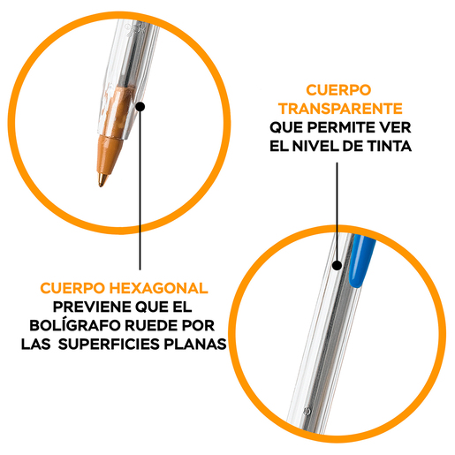 Plumas Bic Cristal Punto Mediano Tinta Azul 12 piezas