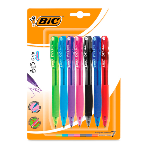 Plumas Retráctiles Bic Bu3 Surtidas 7 piezas