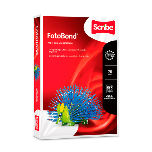 Caja de Papel FotoBond Scribe Oficio 10 paquetes 550 hojas c/u Blanco