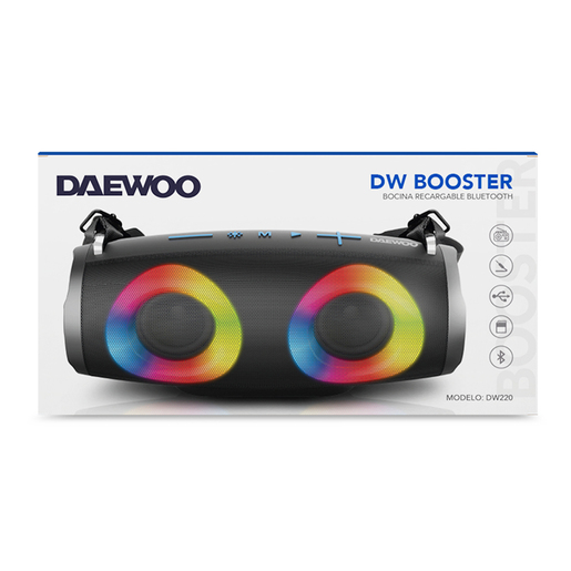 Bocina Bluetooth Daewoo Booster DW220 Luz LED 