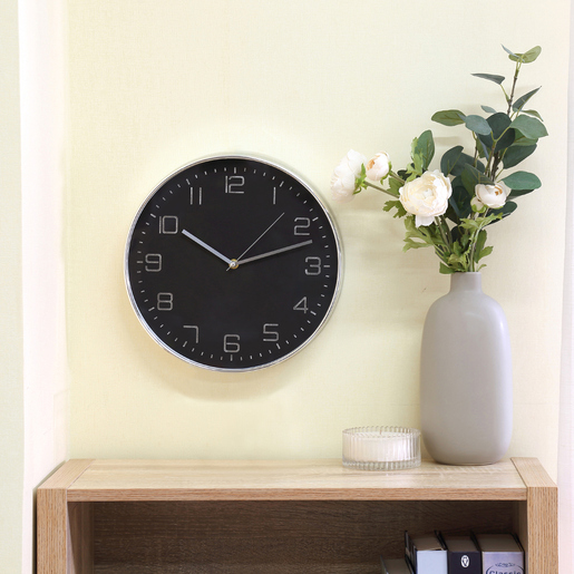 Reloj de Pared Fragments 12 pulg. Plateado con Negro