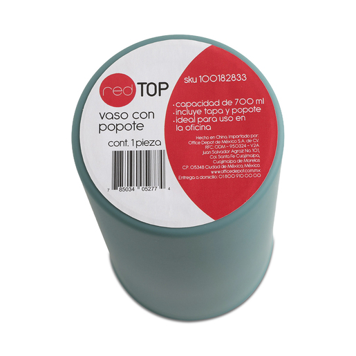 Vaso con Popote y Tapa Red Top 700 ml Verde Mate 