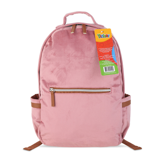 Mochila Escolar Ticher Velvet Rosa