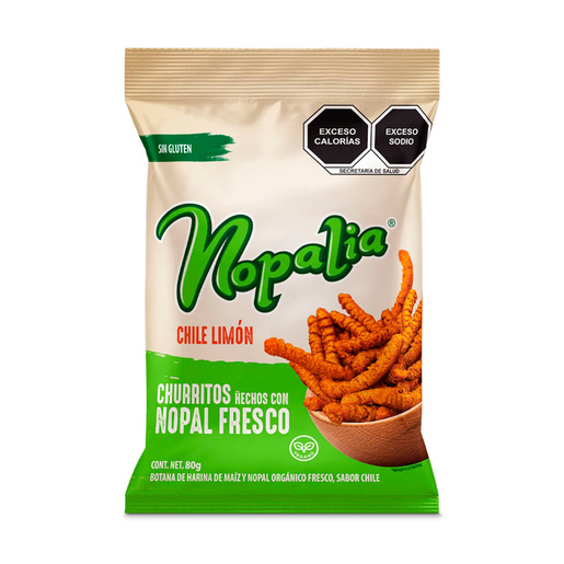 Churritos de Maíz Nopalia Chile Limón 80 gr