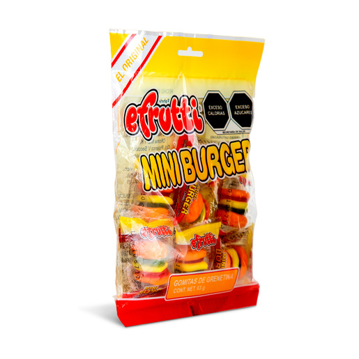 Gomitas Mini Efrutti Hamburguesa Sabores Frutales 63 gr