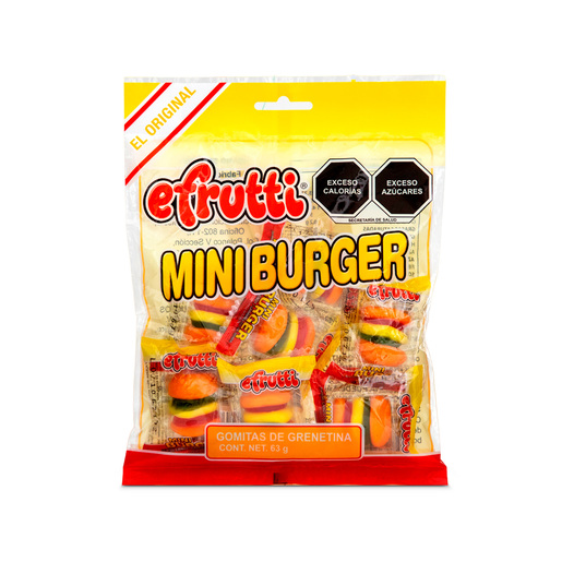 Gomitas Mini Efrutti Hamburguesa Sabores Frutales 63 gr