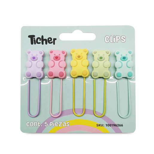 Clips Jumbo Ticher Gummy Bear Colores 5 piezas