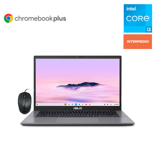 Bundle Laptop Asus Chromebook Plus CX3402 Intel Core i3 14 pulg. 256gb SSD 8gb RAM más Mouse A43